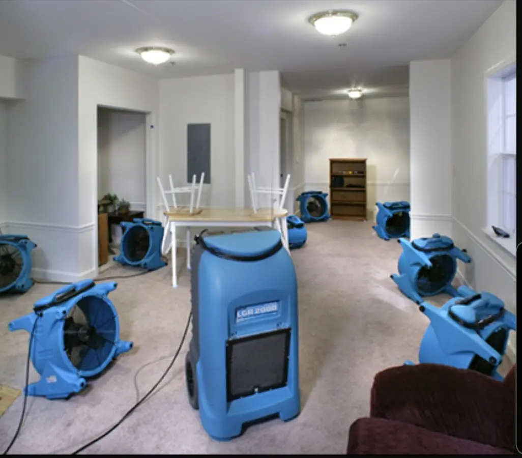 Air movers and dehumidifier setup for Water Extraction & Removal in Bradley